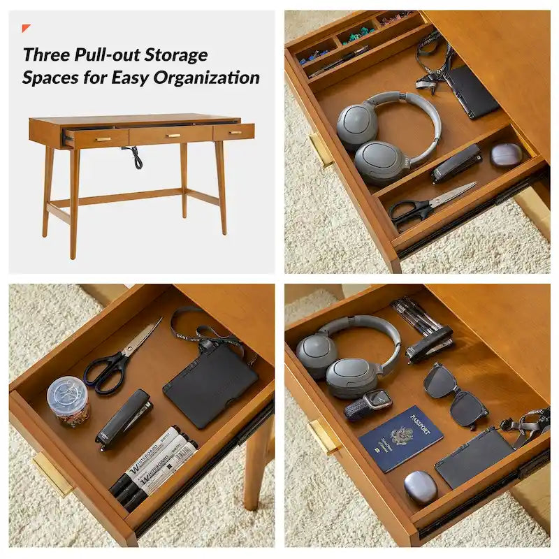 Mid Century Modern 48 Computer Desk with USB