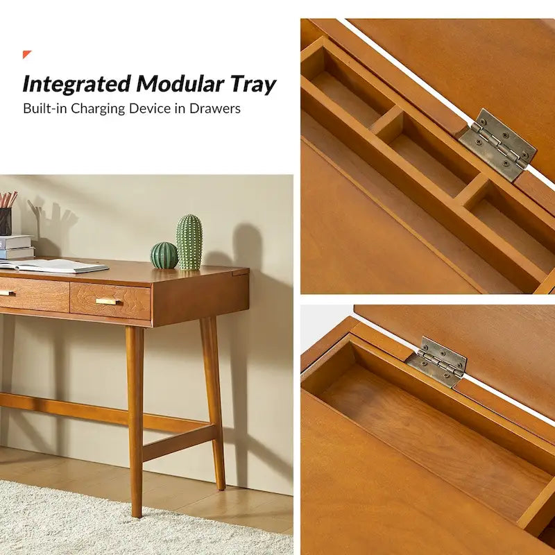 Mid Century Modern 48 Computer Desk with USB