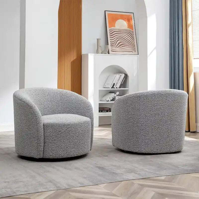 KINWELL, 34 breite gepolsterte drehbare Akzent-Fasssessel (2er-Set)