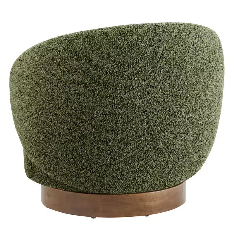 Spruce&Spring gestoffeerde draaibare fauteuil met kuipvormige rugleuning en houten onderstel
