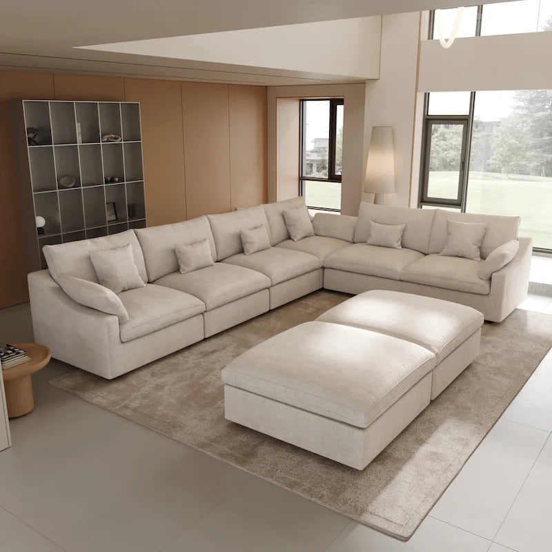 Großes Ecksofa aus Leinen für das Wohnzimmer