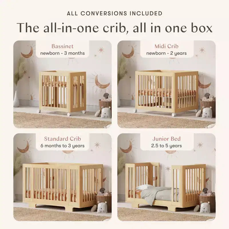 Lit bébé convertible Babyletto Yuzu 8-en-1 avec kits de conversion pour toutes les étapes