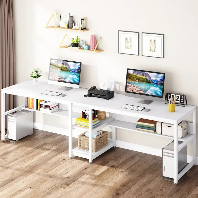 Scrivania doppia da 78.7 per due persone, con libreria