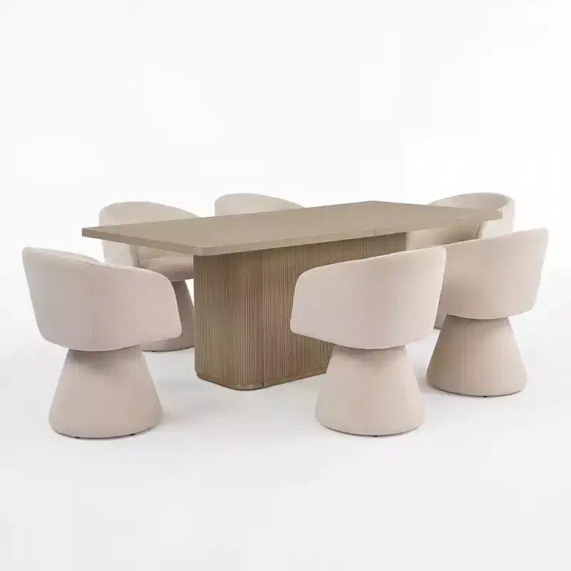Set da pranzo moderno Christopher Knight Home Yodsak da 7 pezzi in legno e metallo con sedie girevoli a 180
