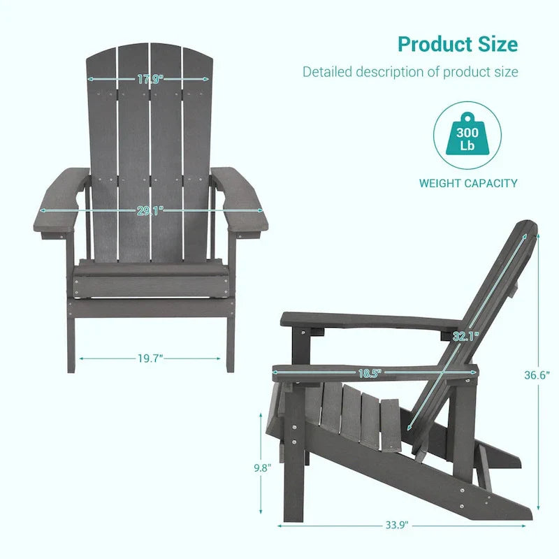 Set di 4 sedie Adirondack da esterno in legno resistente agli agenti atmosferici Bonosuki