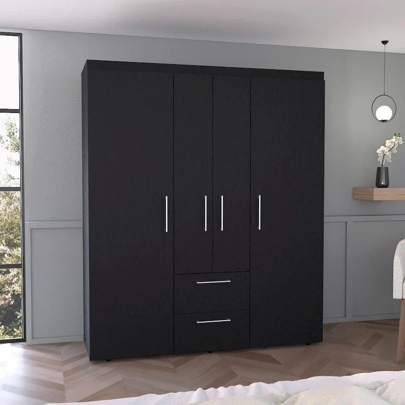 Kleiderschrank Bariloche mit Kleiderstangen, Regalböden und 2 Schubladen