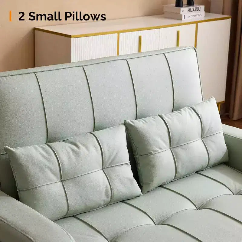Gepolsterte, umwandelbare Schlafcouch mit Relaxfunktion aus Cat's-Claw-Leder, Kissen inklusive, für kleine Räume
