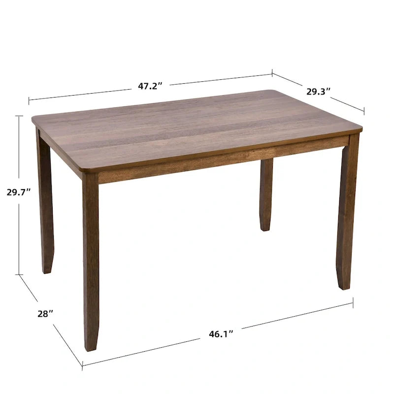 5-teiliges Esszimmer-Set aus Massivholz, 47L (1 Tisch + 4 Stühle mit Sprossenlehne)