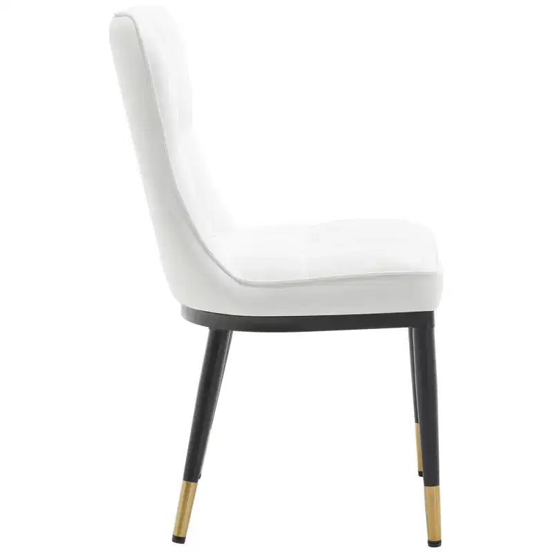Bekrvio eetkamerstoelen set van 6, moderne gestoffeerde zitting van imitatieleer met hoge rugleuning, metalen poten, keukenstoelen zonder armleuningen voor woon- en eetkamer