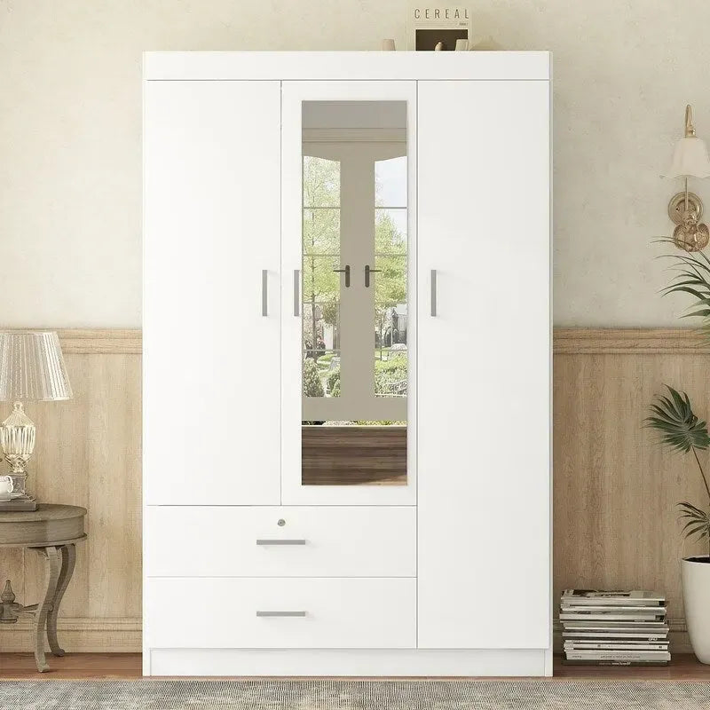 Spiegelschrank mit 3 Türen, Regalen und 2 Schubladen