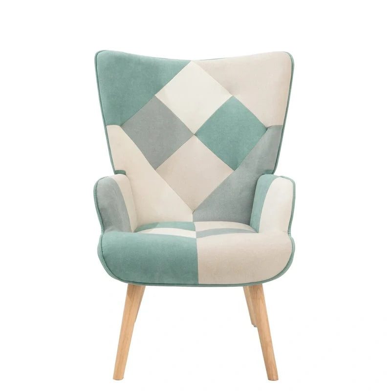 Akzentstuhl mit Hocker, Wohnzimmer-Stuhl- und Hocker-Set, bequemer Beistellsessel für das Schlafzimmer, kreativ zusammengesetzter Stoffbezug