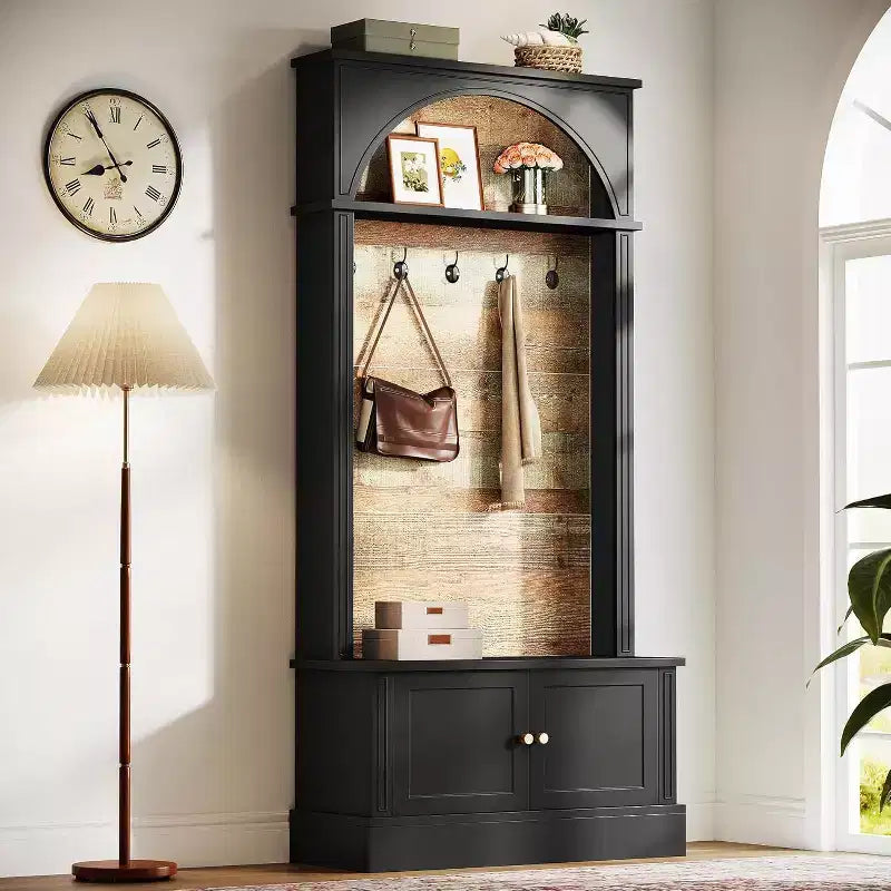 Porte-manteau Lantine de 70.86 avec banc, rangement d’entrée 4 en 1 : portemanteau, étagère à chaussures, banc pour entrée