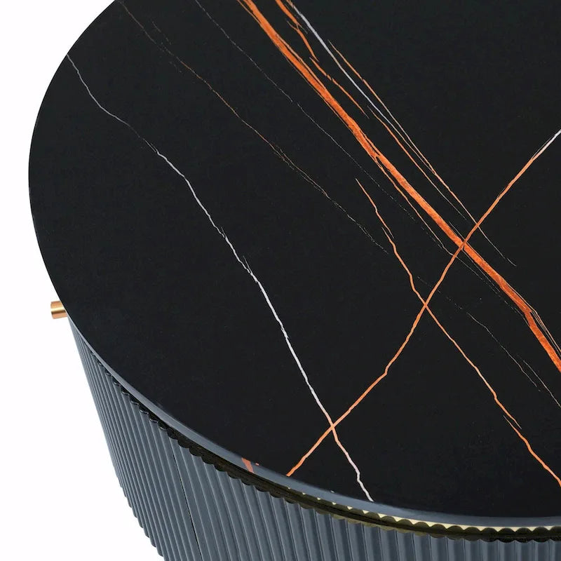 Table basse ronde moderne de 31.5 avec grand tiroir de rangement