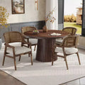 Christopher Knight Home Bennett ausziehbare Essgruppe im Mid-Century-Modern-Stil, 5-teilig, aus Holz, mit Tisch und 4 gepolsterten Stühlen mit Geflechtrücken