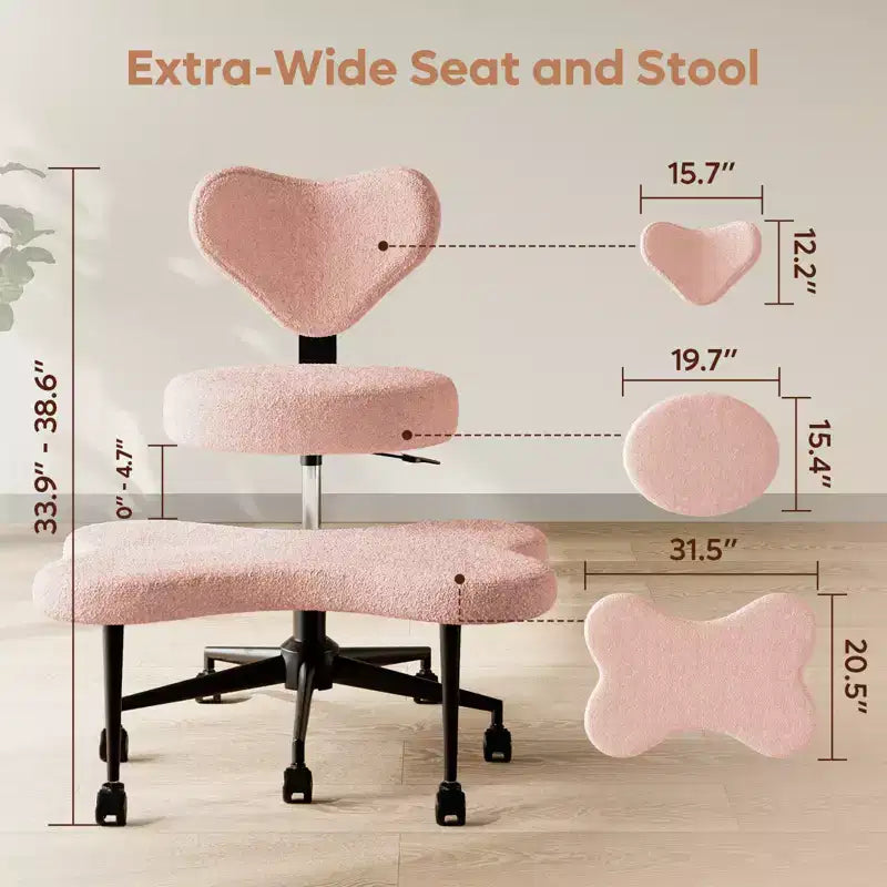 Sedia da ufficio ergonomica Pinmoco a gambe incrociate, sedia da meditazione regolabile in altezza, girevole a 360, con supporto lombare, per attività e ufficio, sedia per ADHD