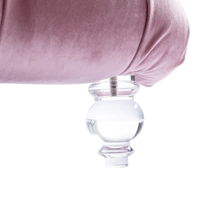 Gepolsterte Samt-Chaiselongue mit Knopfheftung, Liegefunktion, Kissen und Acrylfüßen