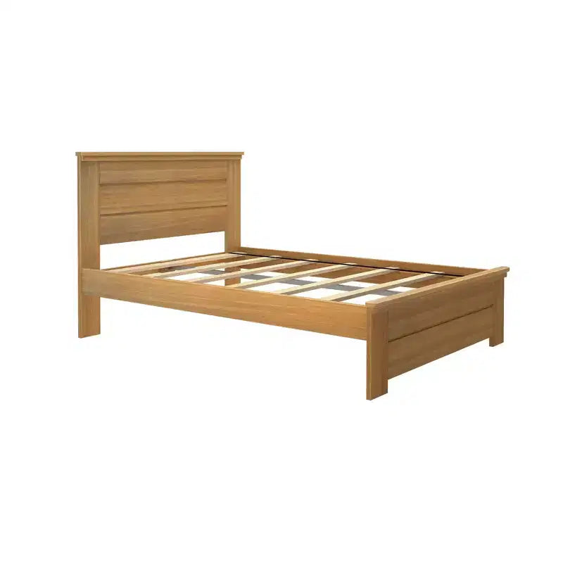 Plank+Beam landelijke bedframe in tweepersoonsformaat met hoofdbord, platformbed van massief hout