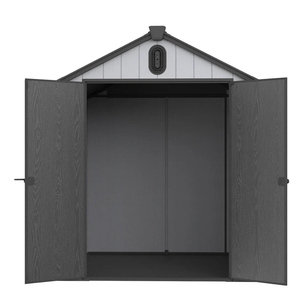 Allwetter-Garten-Geräteschuppen aus Kunststoffharz mit Boden, 6 ft x 4 ft/6 ft x 8 ft/8 ft x 6 ft/8 ft x 10 ft, Geräteschuppen Spire