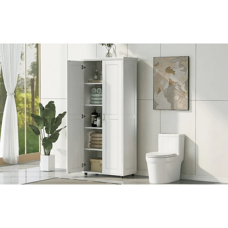 Mobiletto da bagno con due ante, ripiano regolabile, pannello in MDF
