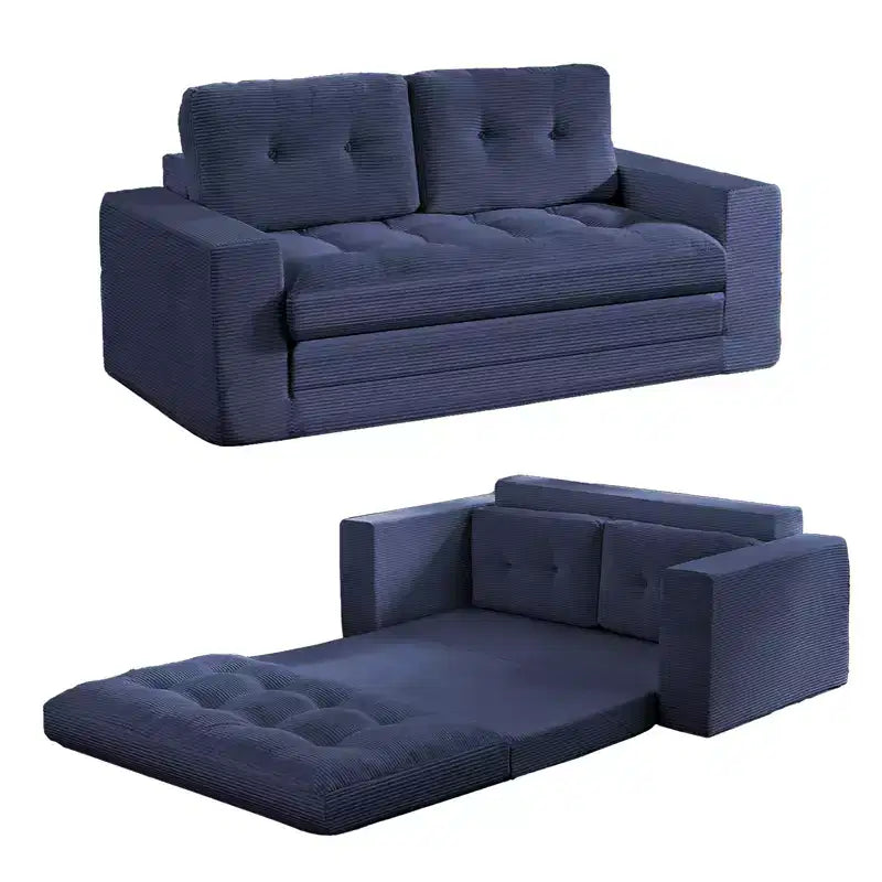 Canapé-lit futon convertible 2-en-1 Mjkone de 71', en tissu côtelé, pliable et capitonné avec boutons, canapé-lit deux places gain de place