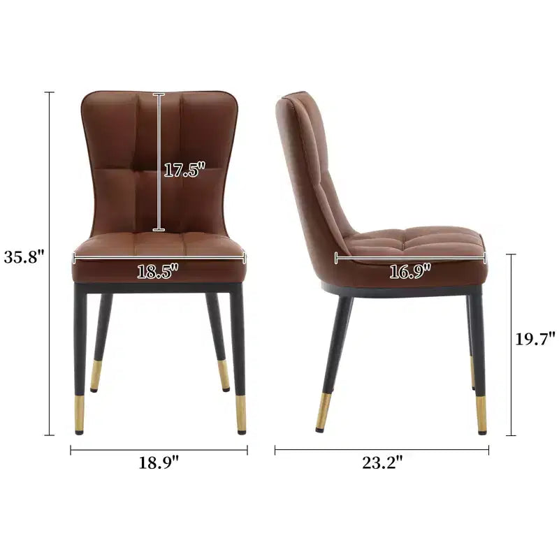 Bekrvio eetkamerstoelen set van 6, moderne gestoffeerde zitting van imitatieleer met hoge rugleuning, metalen poten, keukenstoelen zonder armleuningen voor woon- en eetkamer