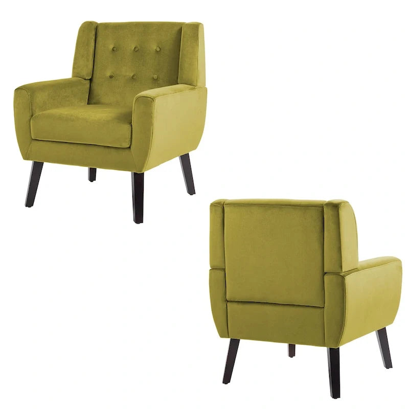 Ensemble de 2 fauteuils d’appoint rembourrés en velours pour le salon