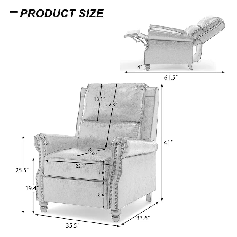 Set di 2 poltrone reclinabili con seduta imbottita e borchie decorative