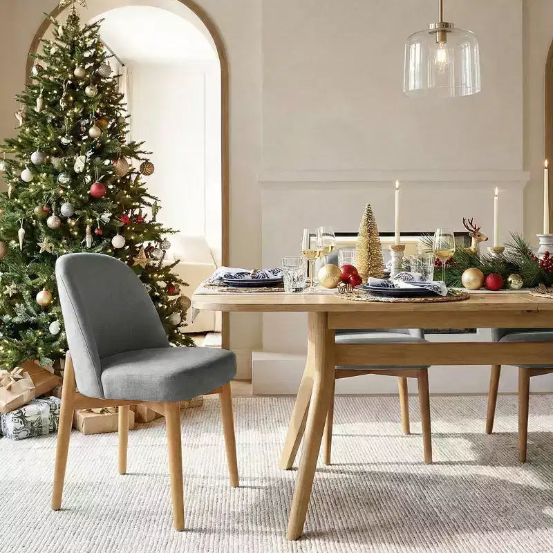 Ensemble de salle à manger de 9 pièces pour 8 personnes, table extensible à piètement en tréteau et chaises rembourrées avec pieds en bois massif-Panipeachy