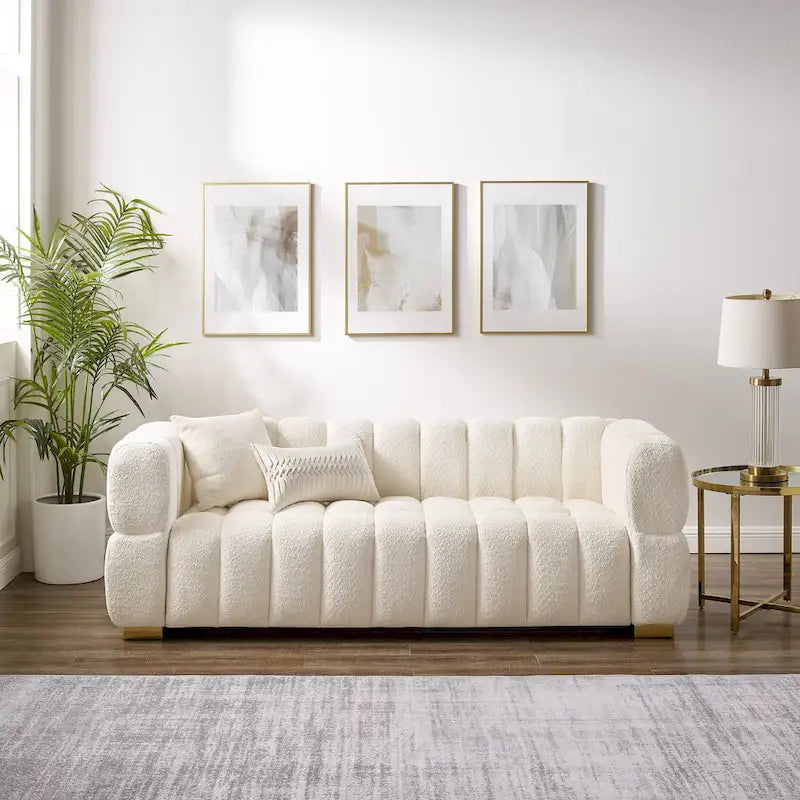 Canapé moderne de 85 en tissu gaufré, confortable pour les loisirs