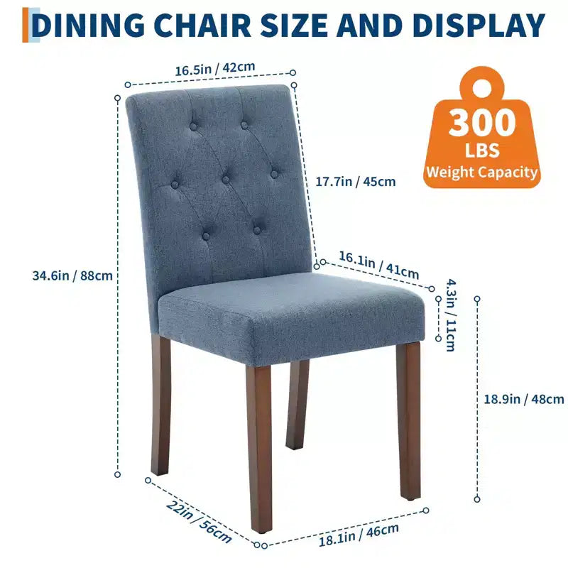 Set van 6 / 4 Parsons-eetkamerstoelen met knoopstiksels - gestoffeerde keukenstoelen van stof met houten poten en gevoerde zittingen - meubels voor woonkamer en keuken
