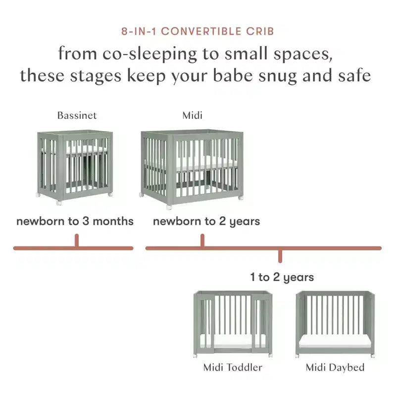 Lit bébé convertible Babyletto Yuzu 8-en-1 avec kits de conversion pour toutes les étapes