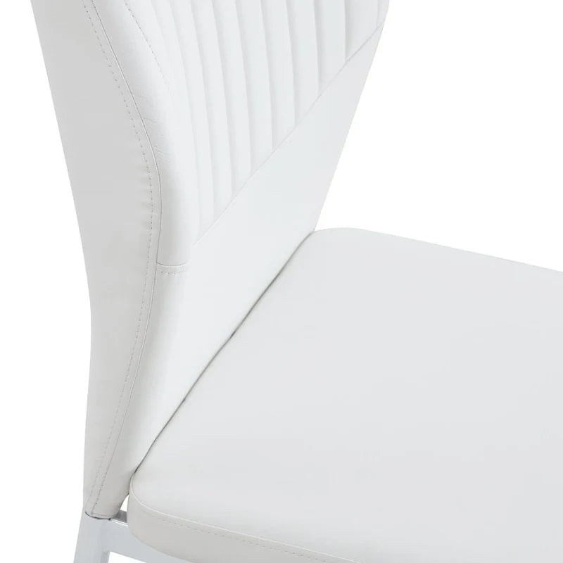 Ensemble de 6 chaises simples et élégantes, chaises de salle à manger en PU haute résilience avec pieds en métal argenté, chaises d'appoint sans accoudoirs pour la cuisine