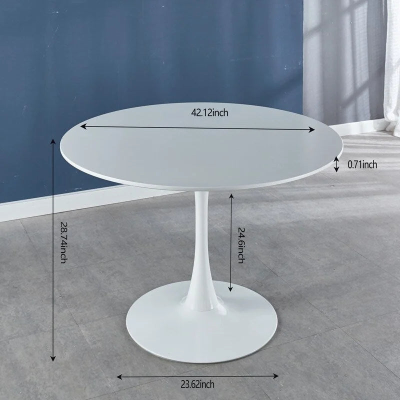 Tavolo da pranzo Tulip 42.1 con piano rotondo e base a colonna per 4-6 persone