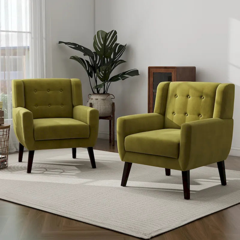 Set van 2 fluwelen fauteuils met armleuningen voor de woonkamer