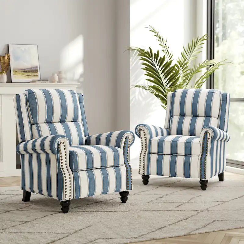Set di 2 poltrone reclinabili con seduta imbottita e borchie decorative