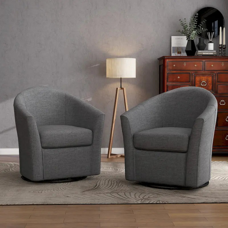 Set van 2 moderne gestoffeerde draaibare kuipstoelen voor de woonkamer