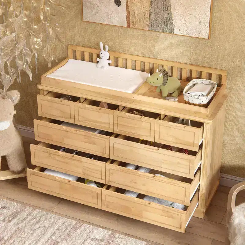 Fasciatoio e cassettiera Homsee in legno massello di pino: piano rimovibile, cassetti, elemento essenziale tutto in uno per la cameretta dei genitori