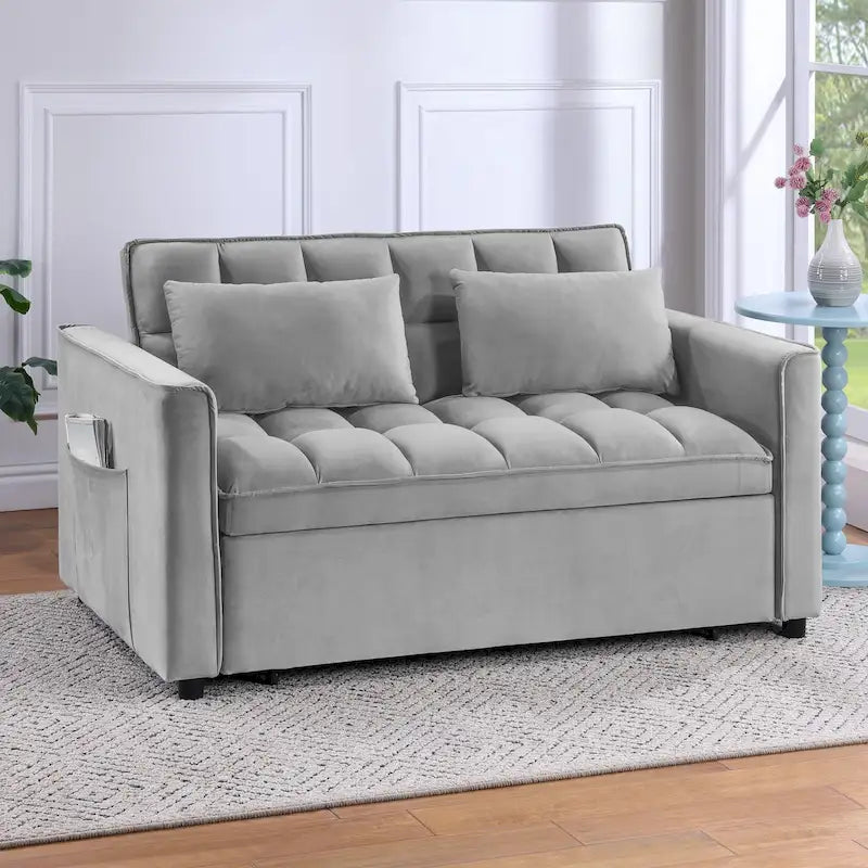 Klassisches ausziehbares, getuftetes und umbaubares Schlafsofa - 55W x 68L x 20H