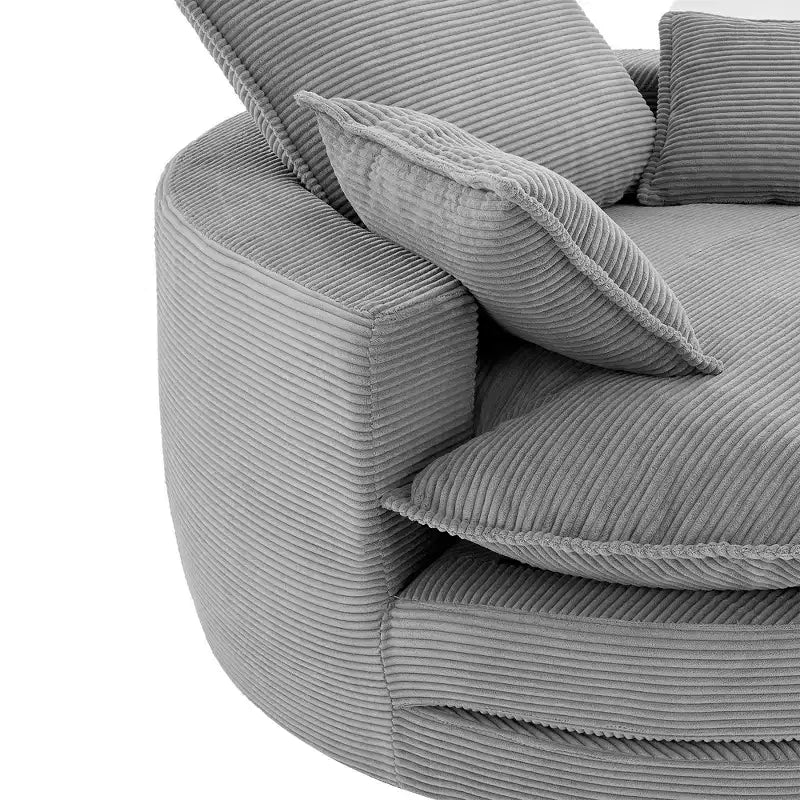 Fauteuil d’appoint pivotant à 360°, fauteuil tonneau rond pivotant avec coussin pour le salon