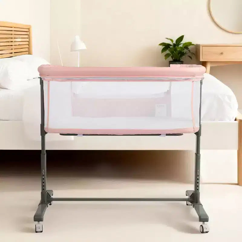 Berceau pour bébé à roulettes ??Beige / Gris / Rose, lit cododo, pour 1 bébé