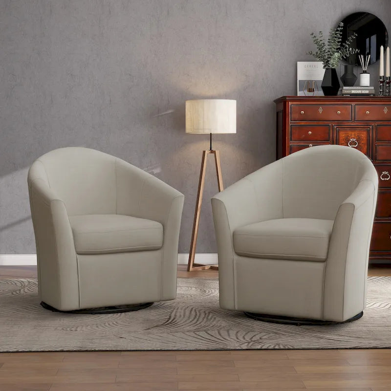 Set van 2 moderne gestoffeerde draaibare kuipstoelen voor de woonkamer