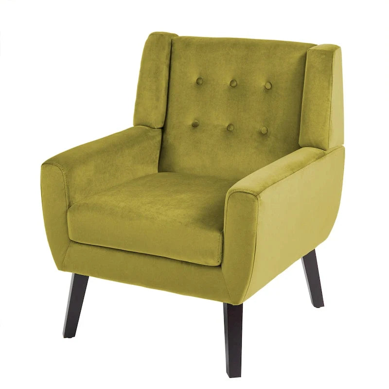 Ensemble de 2 fauteuils d’appoint rembourrés en velours pour le salon