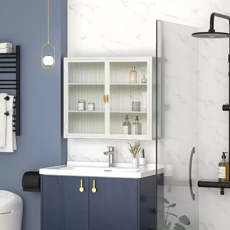 Okak moderner Hängeschrank mit 2 Türen, 3 Ebenen und Glastüren für Eingangsbereich/Esszimmer/Wohnzimmer/Küche