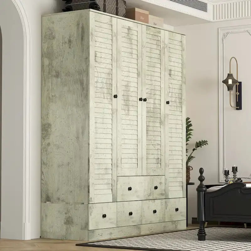 Kledingkast 59W, grote vrijstaande garderobekast, wit