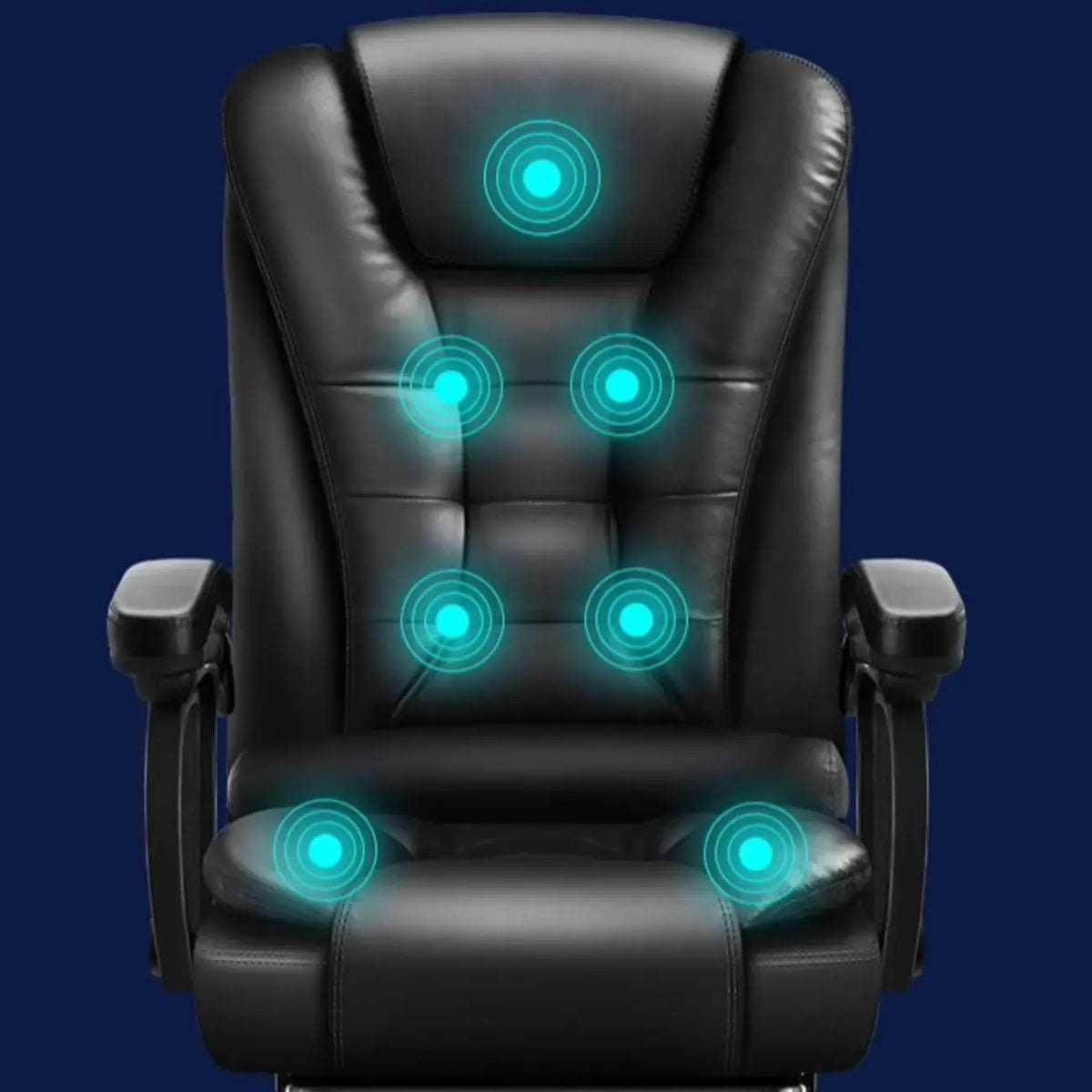 Fauteuil de bureau pivotant ergonomique en cuir noir avec repose-pieds