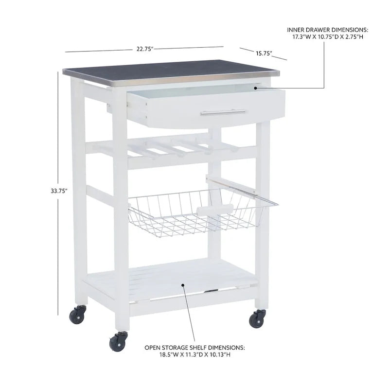 Carrello da cucina compatto e mobile Jake