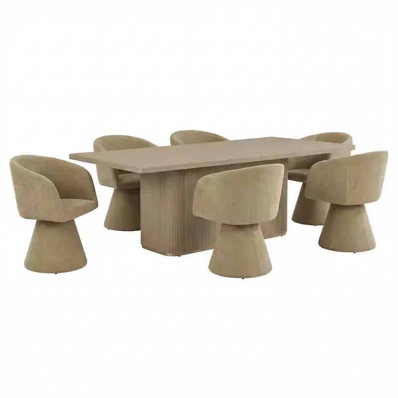 Set da pranzo moderno Christopher Knight Home Yodsak da 7 pezzi in legno e metallo con sedie girevoli a 180