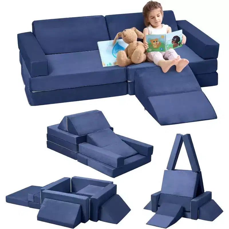 Divano da arrampicata per interni, set gioco modulare da 12 pezzi con piscina di palline quadrata e rampa per arrampicata, set di cuscini gioco