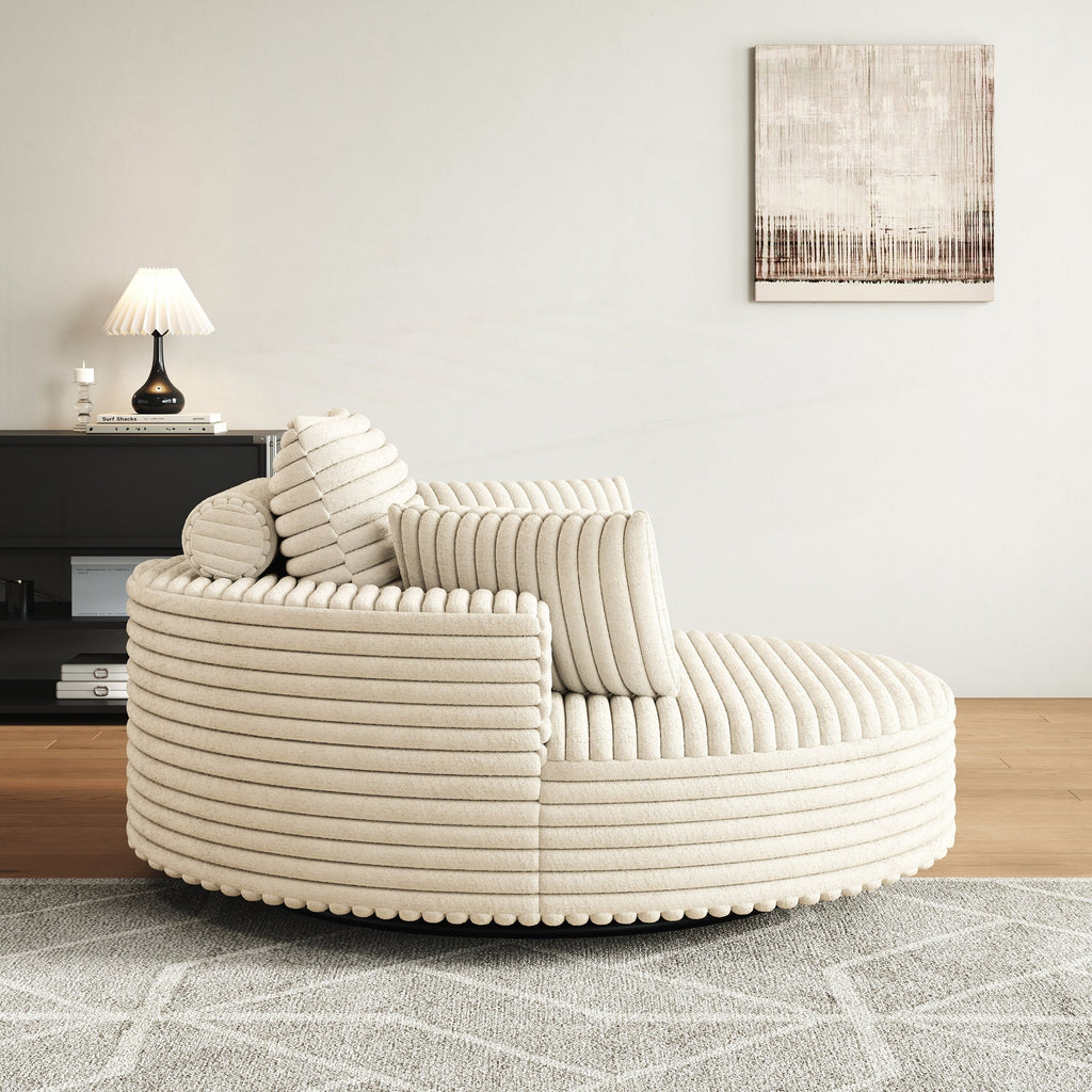 Einzelsessel mit Cord-Chenille-Bezug und Schaumstoffpolsterung, drehbar