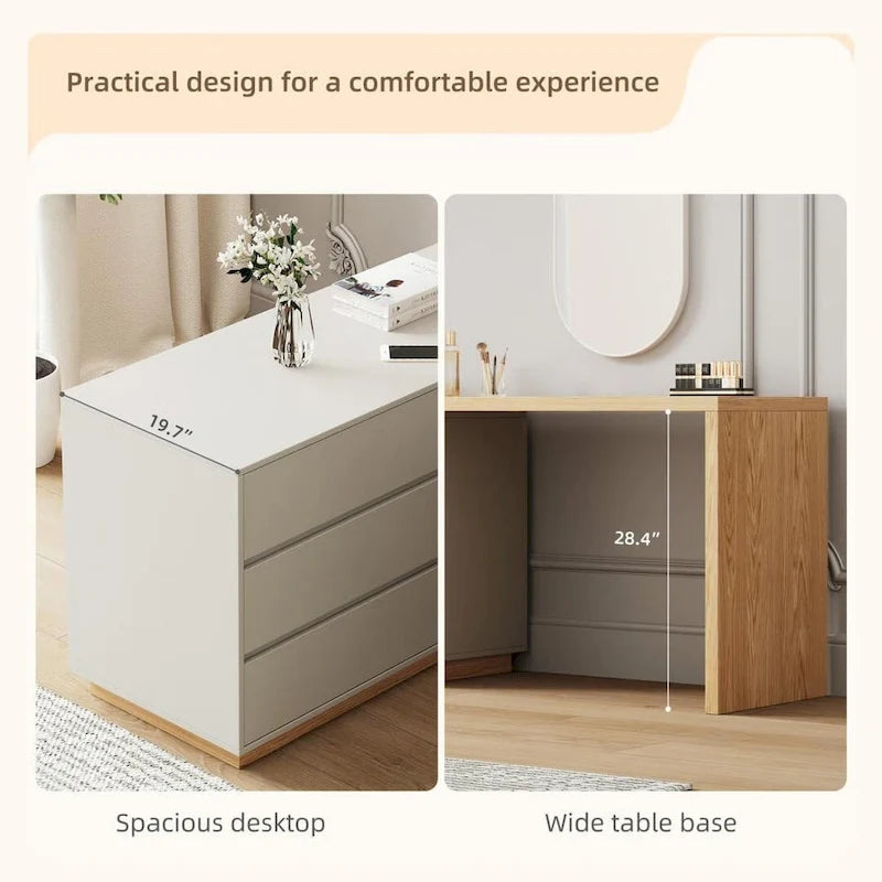 Bureau d’angle blanc de 55.2 pouces avec 6 tiroirs de rangement
